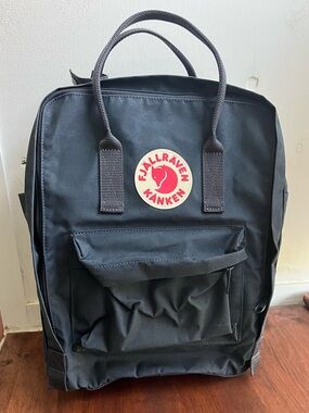 Fjallraven Kanken Backpack in navy with Red Logo